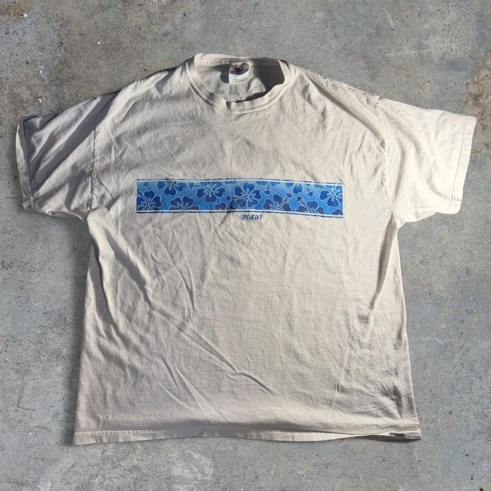 Vintage Heavyweight White Maui Hawaii Graphic T-Shirt Size XXL